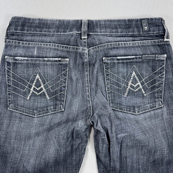 7 For All Mankind Flared Jeans Bootcut Women's Size 28 Black Dark Wash USA Made - Picture 4 of 8